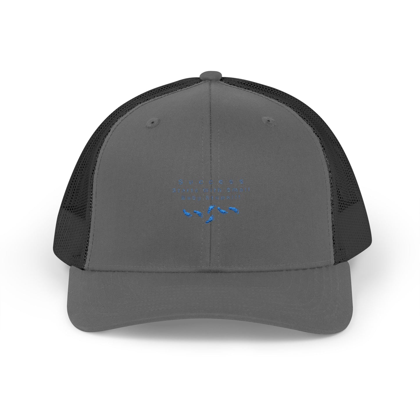 Wave Logo Trucker Cap — Minimalist Blue Embroidered Snapback