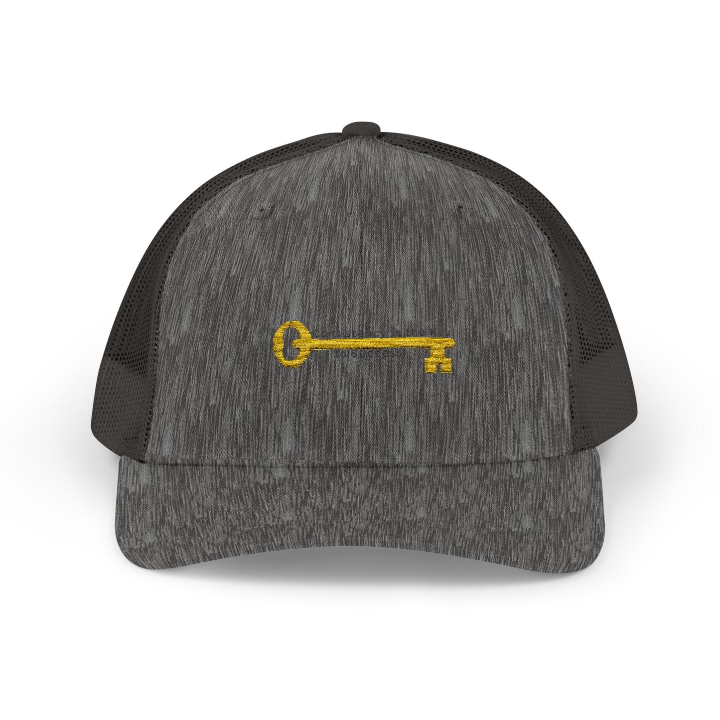 Gold Key Embroidered Trucker Cap — Vintage Key Snapback Hat