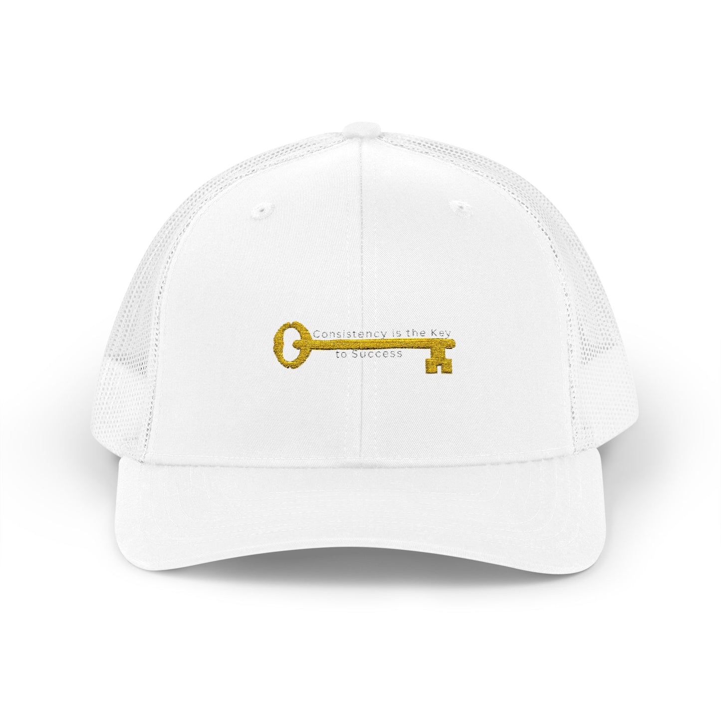 Gold Key Embroidered Trucker Cap — Vintage Key Snapback Hat