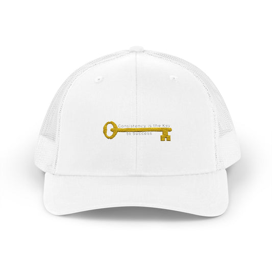 Gold Key Embroidered Trucker Cap — Vintage Key Snapback Hat